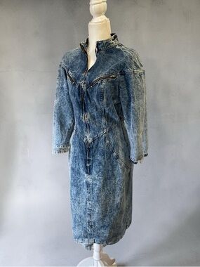 80s Timely Trends Acid Wash Denim Dress Size 11/12